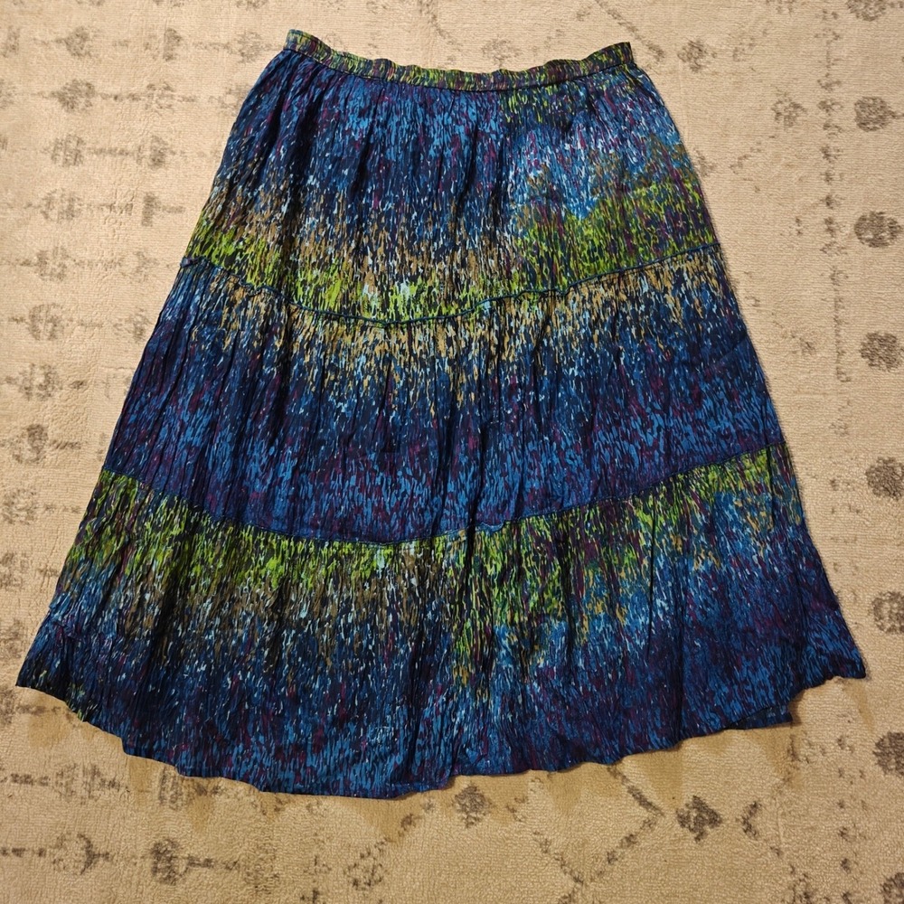 Jane‎ Ashley Tiered Skirt Abstract Print Women's Large Fairy Boho Mermaid Whimsy - Picture 2 of 5